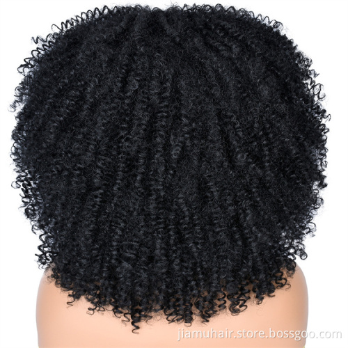 Synthetic Ombre Cosplay Wigs Short Hair Afro Kinky Curly Wig With Bangs Wholesale Price